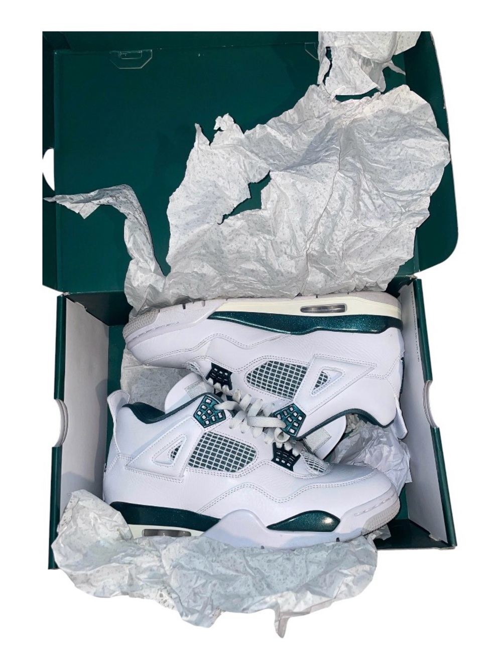 Nike Air Jordan' Oxidized White and Green Basketball Shoes Men 8.5 women 10 - Picture 12 of 13